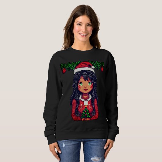 Kerstmeisjessweatshirt Trui (Voorkant volledig)