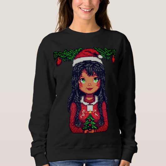 Kerstmeisjessweatshirt Trui (Voorkant)