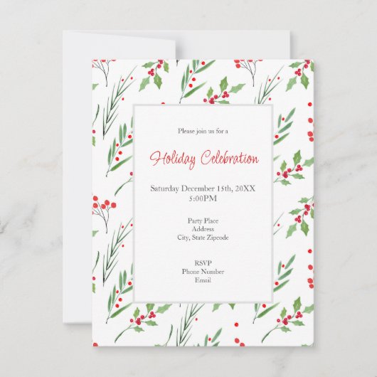 Kerstmengeling Botanische Patroonuitnodiging Kaart (Voorkant)