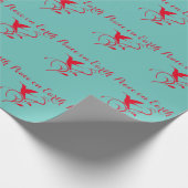 Kerstmengeling Vrede op Aarde Rood en Blauwgroen Cadeaupapier (Hoek)
