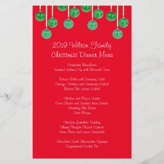 Kerstmenu Familie Geschenk (Voorkant)