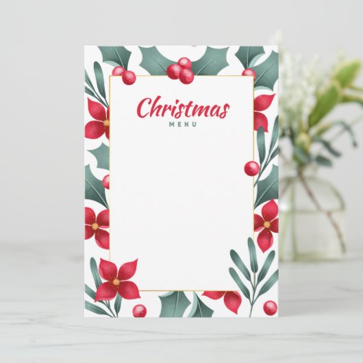 Kerstmenu kaart (Staand voorkant)