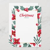 Kerstmenu kaart (Voorkant / Achterkant)