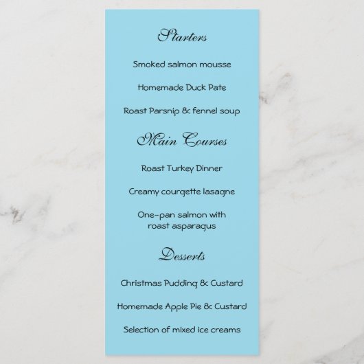 Kerstmenu Kerstmis Menu (Achterkant)