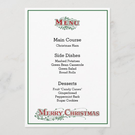 Kerstmenu Menu (Voorkant)