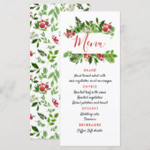 Kerstmenu met hulst rode bes voor een moderne brui menu (Voorkant / Achterkant)