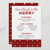 Kerstmenu Rood en wit Kaart (Voorkant / Achterkant)