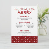 Kerstmenu Rood en wit Kaart (Staand voorkant)