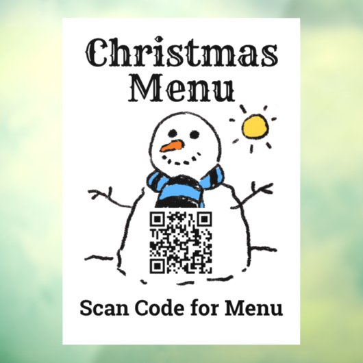Kerstmenu Snowman met QR-code Raamsticker (Vel 3)