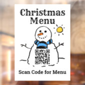 Kerstmenu Snowman met QR-code Raamsticker (Vel 2)