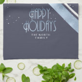 Kerstmerk Blauw/Wit ID862 Theedoek (Gevouwen)