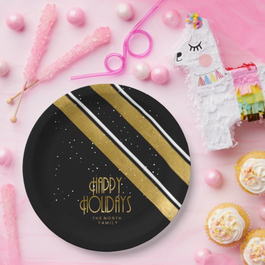 Kerstmerk Gold/zwart ID862 Papieren Bordje (Feest)