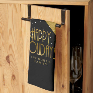 Kerstmerk Gold/zwart ID862 Theedoek