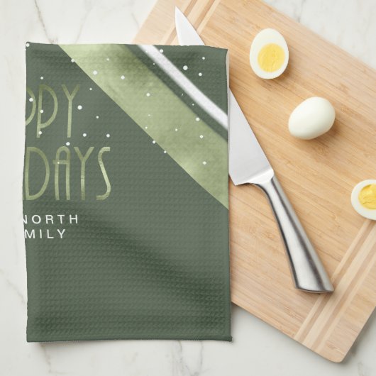 Kerstmerk groen/wit ID862 Theedoek (Quarter Fold)