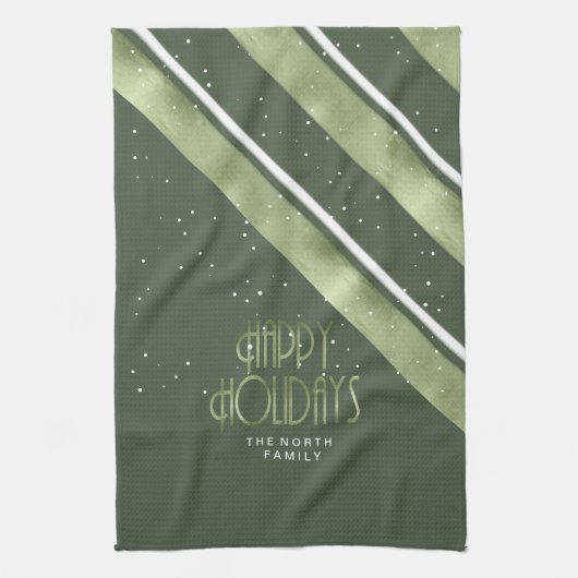 Kerstmerk groen/wit ID862 Theedoek (Verticaal)