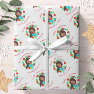 Kerstmermaid Shells Persoonlijke naam Cadeaupapier