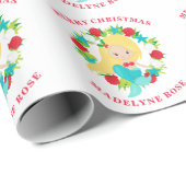 Kerstmermaid Shells Persoonlijke naam Cadeaupapier (Rol Hoek)