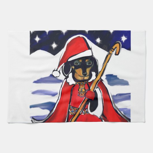 KERSTMETSDACKEL THEEDOEK (Horizontaal)