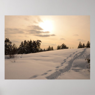 Kerstmiddag Sneeuwscène Poster