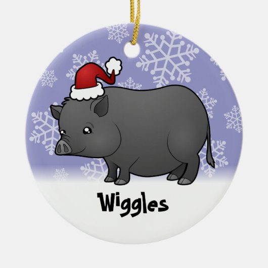 kerstminiatuur pig keramisch ornament (Voorkant)