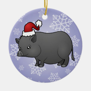 kerstminiatuur pig keramisch ornament