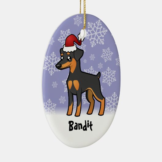 Kerstminiatuur Pinscher/Manchester Terrier Keramisch Ornament (Rechts)