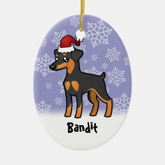 Kerstminiatuur Pinscher/Manchester Terrier Keramisch Ornament (Voorkant)