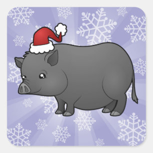 Kerstminiatuurvarken Vierkante Sticker
