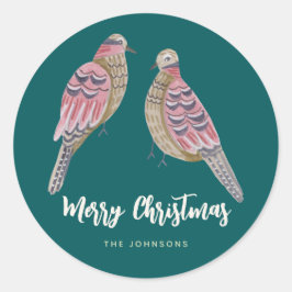 Kerstmis 12 dagen van Kerstmis Twee Turtle Doves Ronde Sticker