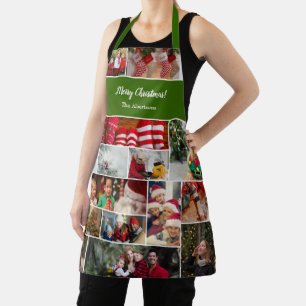 Kerstmis 17 Fotocollage met familienaam Groen Schort