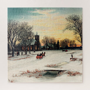 Kerstmis, 1889, schilderij, legpuzzel