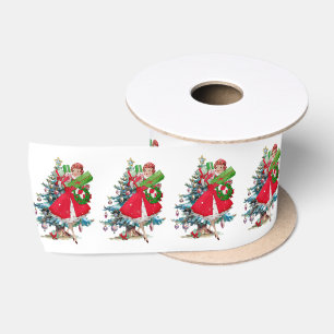 Kerstmis 1950 Vintage Dame Lint