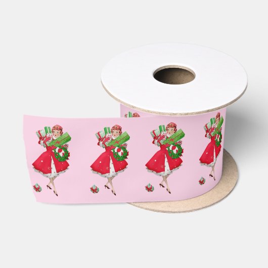 Kerstmis 1950 Vintage Dame Lint (Spoel)