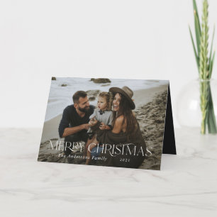 Kerstmis 1 foto botanische florale gevouwen vakant kaart