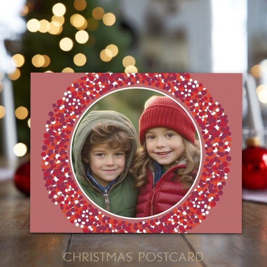 Kerstmis 1 Foto met rode bessen Feestdagenkaart