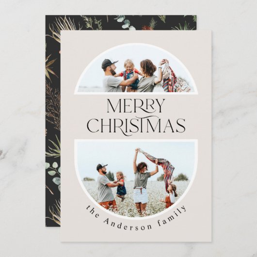 Kerstmis 1 waterverf botanische flora feestdagenkaart (Voorkant / Achterkant)