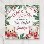 Kerstmis 1e verjaardag Winter Dank u voor uw gunst Bedankjes Labels (Voorkant)