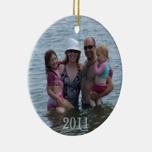 Kerstmis 2011 Families op het strand Keramisch Ornament (Rechts)