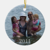 Kerstmis 2011 Families op het strand Keramisch Ornament (Voorkant)