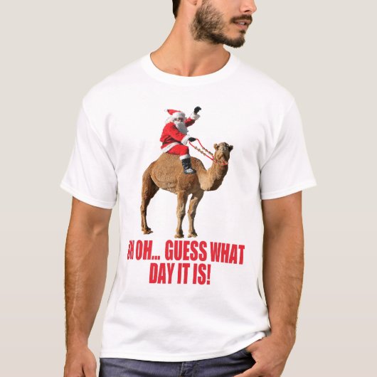 Kerstmis 2013 Hump Day Camel and Santa T-shirt (Voorkant)