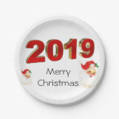 Kerstmis 2019 Vrolijk kerstfeest Papieren Bordje (Voorkant)