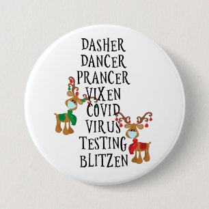 Kerstmis 2020 Covid Rendiernamen Grappig Ronde Button 7,6 Cm
