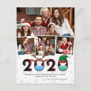 Kerstmis 2020   Funny Face Maskers & Tartan 4 Foto Briefkaart