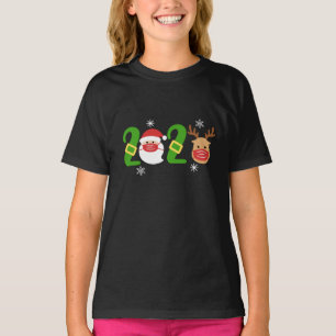 Kerstmis 2020 Kerstman en rendier in masker T-shirt