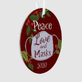 Kerstmis 2020: Vredesliefde en masker Ornament (voorkant)