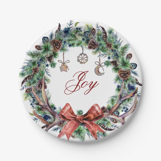 Kerstmis 2021 Joy Wreath Bord (Voorkant)
