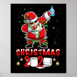 Kerstmis 2021: Toilet paper Santa Claus draag mask Poster