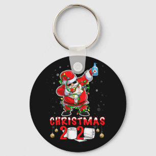Kerstmis 2021: Toilet paper Santa Claus draag mask Sleutelhanger