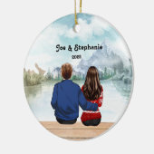 Kerstmis 2022 Aangepaste persoonlijke familie Keramisch Ornament (Links)