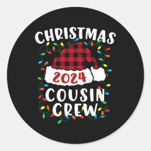 Kerstmis 2024 Neef Crew Xmas Lights Santa Hat P Ronde Sticker